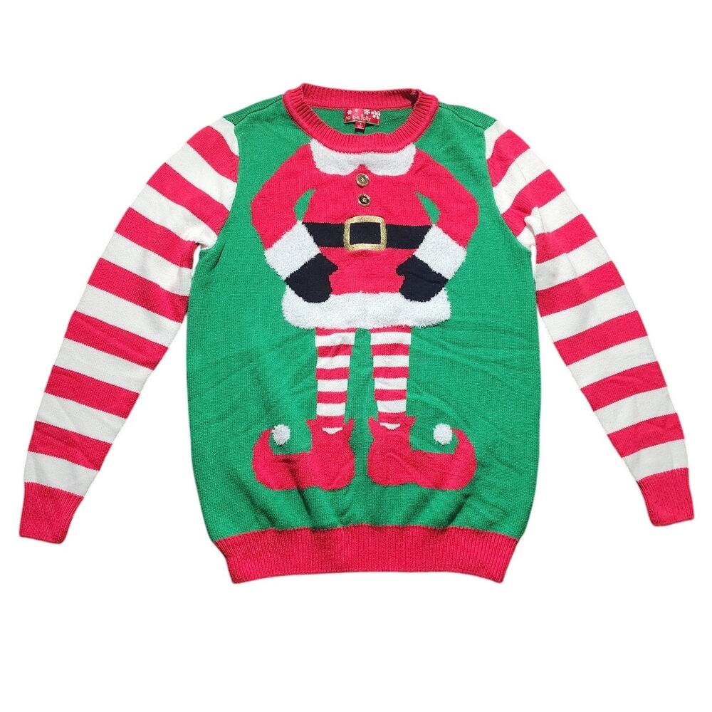 To Be Jolly Ugly Christmas Sweater Elf Size Small
